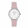 dw style silver and white women's watch with pink
